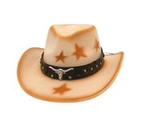 Generico Cappello da Cowboy Western con a di Borchiato e a Stella per Un Cappello da Cowboy alla con Parte Superiore a Forma di (Beige One Size)