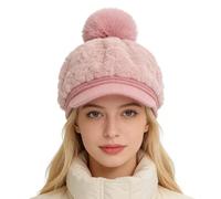 Genérico Cappello da donna | a testa piena con pompon cappello con visiera per donna e ragazza in passeggiata quotidiana viaggio mattinaio sci vacanze all'aperto, Rosa