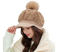 Genérico Cappello da donna | a testa piena con pompon cappello con visiera per donna e ragazza in passeggiata quotidiana viaggio mattinaio sci vacanze all'aperto, Kaki