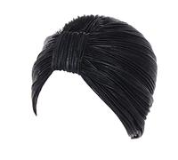 Generico Cappello da Donna con a Pieghe con Nodo Copricapo Berretto con Turbante Copricapo con Turbante (Black One Size)