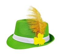 Genérico Cappello da leprecain verde con trifoglio | Fedora in feltro per uomini, donne, adulti, scenario, cosplay, lavoro scolastico, diario, cabina fotografica, viaggi
