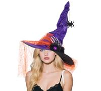 Generico Cappello Da Per Donne - 40 X 43 Cm Puntato Con Cappello Di Velluto A Bordo | Accessorio In Costume Di Halloween, Scheletro In Pizzo Gotico E Arredamento | Festa Cosplay, Vacanza, Teatro,