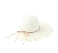 Generico Cappello da Sole Estivo da Donna, Paglia a Tesa Larga Regolabile per Protezione UV da Spiaggia da Viaggio, Kaki Bianco Latte Blu Navy Beige(MilkWhite)