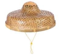 Generico Cappello da Sole in Bambù Intrecciato Unisex Stile Orientale Resistente e Sicuro Cordino per Feste e Uso Quotidiano