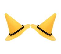 Generico Cappello da Strega a Punta in Feltro Spesso 2 Pezzi, Copricapo Costume da Mago Adulto per Feste di Halloween e Cosplay, Colore Giallo Luminoso Unisex