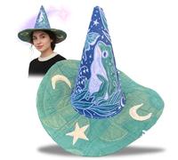 Generico Cappello da strega trapuntato | Cappello artigianale in stile popolare, cappello da strega di Halloween in stile vintage per adulti, cappelli da strega a tesa larga (04)