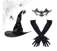 Generico Cappello da stregone e guanti - 22,83 pollici di costume da brim set per la festa di Halloween, cosplay mascherato con stile carnevale