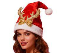 Genérico Cappello Di Babbo Natale,Cappello Morbido Festa Con Corna Di Renna - Cappello Di Peluche Di Natale Per Uomo,Per Donne Bambini Giovani Adolescenti Compleanno Natale Capodanno