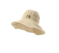 Generico Cappello di Paglia con monogramma RB, Parte Superiore concava e Spilla a Catena, Cappello da Sole Estivo per Spiaggia e Ombra all'aperto(F2168 Original Color)