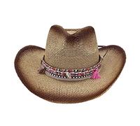 Generico Cappello di Paglia da Uomo Cowboy Cappello da Cowgirl Occidentale da Donna da Uomo Cappello di Paglia Cappello Occidentale Cappello Brasiliano Bohemian Panama Cappello Estivo 2025