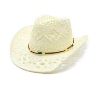 Generico Cappello di Paglia Donna Cappello da Cowboy, Unisex, Hollow out out Cowboy Sun Hat, Wide Brim, Straw Cowboys Hats Vintage Western Straw Cowgirl Hats per Arrampicata Escursionismo Campeggio