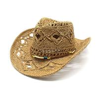 Generico Cappello di Paglia Donna Cappello da Cowboy, Unisex, Hollow out out Cowboy Sun Hat, Wide Brim, Straw Cowboys Hat Vintage Western Straw Cowgirl Hats per Arrampicata Escursionismo Campeggio