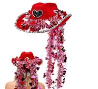 Generico Cappello Di San | Accessorio per Testa a Cuore San,Cappello Western Rosso Romantico per Costume,Per Adulti Festa Concerti Campeggio Spiaggia Viaggi Compleanno Maschere