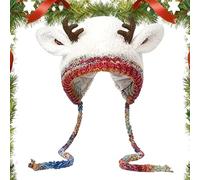 Generico Cappello e borsa natalizia con corna di cervo 2 in 1, berretto antivento in maglia a forma di renna che si trasforma in borsa, regalo festivo per la famiglia (1 PCS-B)