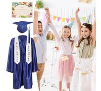 Generico Cappello E Toga Per Laurea Bambini, Abbigliamento Per La Festa Di Fine Asilo Con Scritta Complimenti, Completo Fotografico per Laurea Asilo 2025 Bambini 5 ai 13 Anni