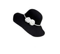 Generico Cappello Fedora a Bombetta a Tesa Larga da Donna con Fiocco - Cappello a Cloche floscio per Tutte Le Stagioni(Color19)