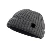 Generico Cappello lavorato a maglia da uomo, berretto donna, invernale, caldo, senza tesa, largo, con polsino, Docker(GRAY)
