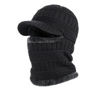 Generico Cappello Lavorato a Maglia Invernale Caldo Ciclismo Sci Donna Cappuccio Antivento Pile Termico Pesante Cappello Neve Pelliccia (Black, One Size)
