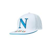 Generico Cappello Napoli Visiera Piatta Bianco, 100% Cotone, Scudetti Ricamati, Regolabile