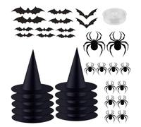 Generico Cappello Nero Accessorio Cosplay Con Adesivi Ornamento | con Stringa di Lunga 50 Metri Decorazioni Halloween per Finestra Giardino Portico Ingresso Cortile Albero Tetto Porta