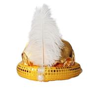 Generico Cappello Per Bambini - Perle Di Piume E Paillettes Dorate, Tessuto Di Raso Resistente, Bellissimi Per Feste In Costume, Gioco Di Ruolo Da Notte Araba | Fotografici Perfetti