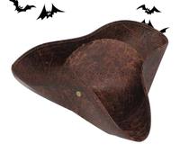 Generico Cappello Pirata In Pelle - Cappello coloniale in pelle | Accessorio Per Costumi Per Halloween, Teatro, Cosplay, Recite Scolastiche, Feste, Spettacoli E Raduni Familiari