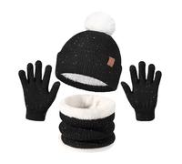 Generico Cappello Sciarpa Guanti Set Bambini Inverno, Cappello Sciarpa Guanti di Lana per Bambini, Morbidi E Caldi Per Inverno, Escursionismo Sci Ciclismo Cammino