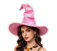 Generico Cappello Strega Halloween,Elegante Cappello Da Gotico Con Bordo In Pizzo E Un'Estetica Perfetta Per Il Cosplay Di Halloween