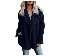 Generico Cappotti Donna Invernali Elegante in Pile, Felpa Teddy Comode Cardigan Corta Cappottino Baggy Giacca da Sci Donna Offerte con Tasche, Cappotti Fleece Giacche Trekking