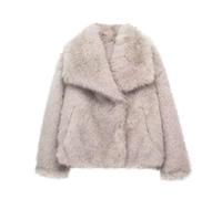 Generico Cappotto Caldo in Pelliccia Sintetica soffice a Maniche Lunghe da Donna (Kaki,XS)