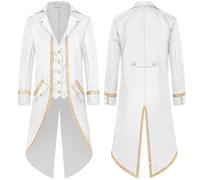 Generico Cappotto da Uomo Gotico Steampunk, Giacca Vintage Medievale vittoriana Uniforme Lungo Smoking, Rinascimentale, Pirata, Vampiro, Feste, Cosplay, Costumi per Adulti e Uomini,Pratico