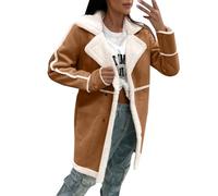 Generico Cappotto Donna In Pile Con Maniche Lunghe Morbido E Spesso Per Autunno E Inverno Design Elegante E Unico(Brown, L)