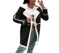 Generico Cappotto Donna In Pile Con Maniche Lunghe Morbido E Spesso Per Autunno E Inverno Design Elegante E Unico(Black, L)