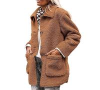 Generico Cappotto Donna Invernale con Cappuccio Calda, Cappottino Pelosa Button Giubbotto Taglie Forti Felpa con Tasche Felpe Ragazza e Bottoni Offerte Comode, Cardigan Lana Hoodies Trekking
