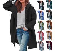 Generico Cappotto Donna Trench Lungo Elegante con Bottoni a Doppio Petto, Cappotto Autunno Inverno Caldo con Tasche e Collo Alto, Giacca Casual di Moda per Tutti i Giorni Chiusura a Bottoni