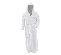 Generico Cappotto Invernale da Uomo a Maniche Lunghe con Scialle Allungato in Peluche, Accappatoio per la casa Borsello (White, XXXL)