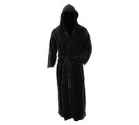 Generico Cappotto Invernale da Uomo a Maniche Lunghe con Scialle Allungato in Peluche, Accappatoio per la casa Borsello (Black, M)