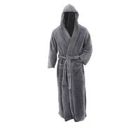 Generico Cappotto Invernale da Uomo a Maniche Lunghe con Scialle Allungato in Peluche, Accappatoio per la casa Borsello (Grey, XL)