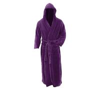 Generico Cappotto Invernale da Uomo a Maniche Lunghe con Scialle Allungato in Peluche, Accappatoio per la casa Borsello (Purple, XXXXXL)