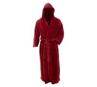 Generico Cappotto Invernale da Uomo a Maniche Lunghe con Scialle Allungato in Peluche, Accappatoio per la casa Borsello (Red, XL)
