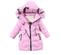 Generico Cappotto Invernale per Bambine e Bambini Piumino Caldo e Spesso da Bambina Giacca con Cappuccio a Maniche Lunghe Giacca in Cotone Calda e Confortevole Giacche con Cerniera Casual Alla Moda
