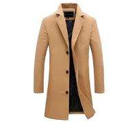 Generico Cappotto Lana Uomo Invernale Lungo Offerta Trench Elegante Cappotti da Lavoro Slim Fit Business Trenchcoat Soft Touch Calda Coat Cappotto Lungo Doppiopetto Trench Giacca Sottile Parka