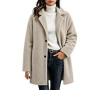 Generico Cappotto Teddy da Donna Medio con Collo a Revers per l'Autunno | Modello con Bottoni e Maniche Lunghe per Donne Adulte, per Shopping e Passeggiate in Città tra Autunno e Inverno