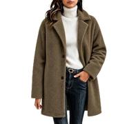 Generico Cappotto Teddy da Donna Medio con Collo a Revers per l'Autunno | Modello con Bottoni e Maniche Lunghe per Donne Adulte, per Shopping e Passeggiate in Città tra Autunno e Inverno