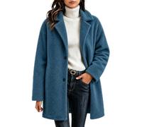 Generico Cappotto Teddy da Donna Medio con Collo a Revers per l'Autunno | Modello con Bottoni e Maniche Lunghe per Donne Adulte, per Shopping e Passeggiate in Città tra Autunno e Inverno