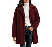 Generico Cappotto Teddy da Donna Medio con Collo a Revers per l'Autunno | Modello con Bottoni e Maniche Lunghe per Donne Adulte, per Shopping e Passeggiate in Città tra Autunno e Inverno