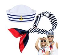 Generico Captain Hat - Navy Marine Sailor Costume | Sailor Ship Cap with Scarf, Exquisite Marines Style Caps, Fun for Theatrical Performances & Pretend Play
