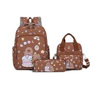 Generico Capybara Backpack Cute Kawaii 3Pcs Set, Funny Going Out Bag (Brown)