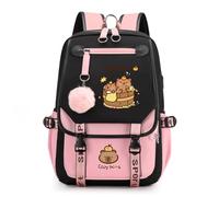 Generico Capybara Backpack Cute Kawaii Backpack Kapibara Laptop Travel Backpacks Funny Going Out Cartoon Bag (Pink C)