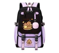 Generico Capybara Backpack Cute Kawaii Backpack Kapibara Laptop Travel Backpacks Funny Going Out Cartoon Bag (Purple C)
